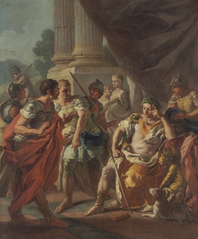Alexander veroordeelt valse lof, 1760-9 door Francesco de Mura